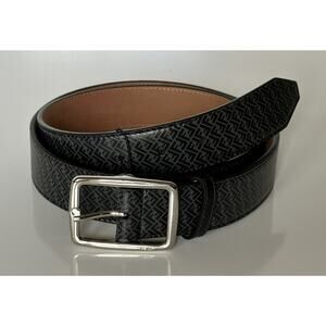 NWT $590 Fendi FF Logo Calf Leather Black/Grey Belt 115/46 Italy 7C0434